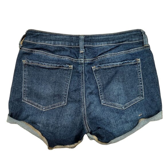 So Jean Shorts Juniors 9 W29 Dark Wash Blue Denim Rolled Cuff Cotton Blend - Picture 2 of 8